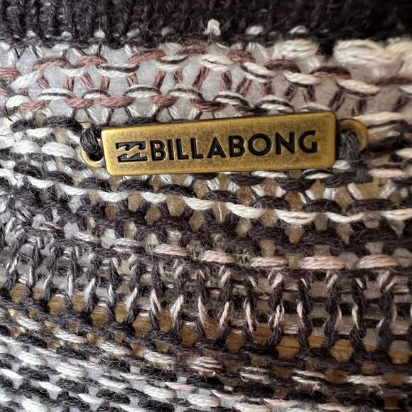 Billabong Cardigan Duster Womens Size S/P Brown with Pockets Striped Open Earthy - Picture 14 of 16